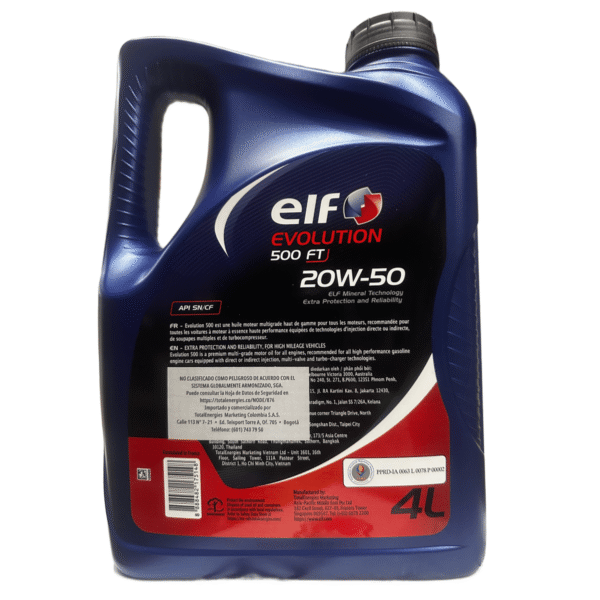 ACEITE PARA MOTOR ELF 20W50 EVOL 500 FT GALÓN 4L - Image 3